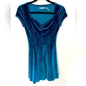 Kimchi Blue Turquoise Velour mini dress, size XS
